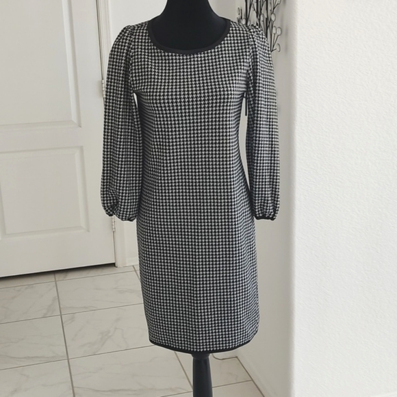 Max Studio Houndstooth Sheath Dress Knee Length Black White S Small - Picture 3 of 13